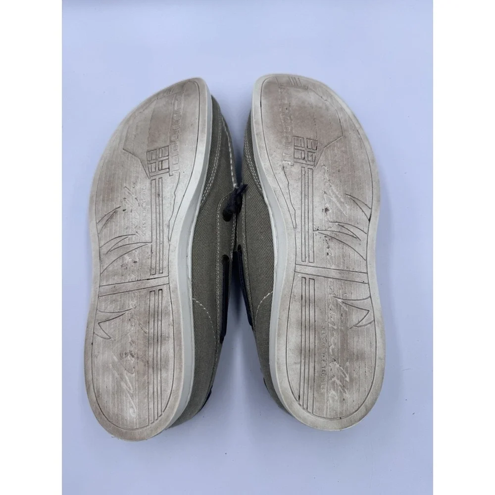 Margaritaville Dock Boat Shoes Mens US 13 Green White Canvas Slip On MFM171209